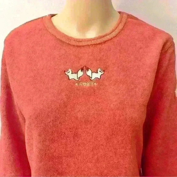 Vintage pastel red foxy crew neck long sleeves  fleece sweatshirts jumper - Picture 2 of 12